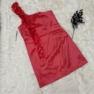 NWT Coral Iridescent One Shoulder Bodycon Flowers Prom Mini Sheath Dress, 1X